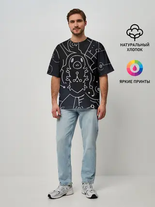 Мужская футболка оверсайз / Гусеничка из Hollow Knight