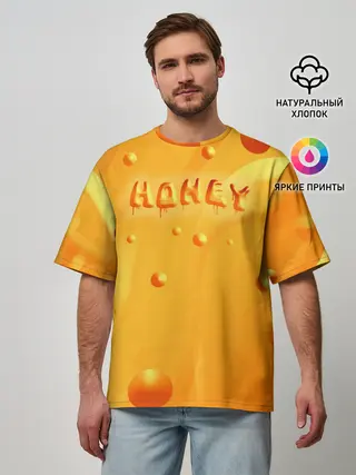 Мужская футболка оверсайз / Медовая волна | Honey wave