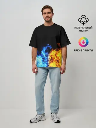 Мужская футболка оверсайз / БИТВА ОГНЕЙ