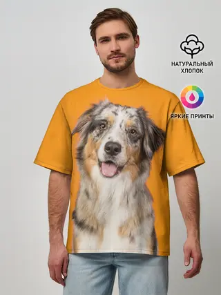 Мужская футболка оверсайз / Австралийская овчарка