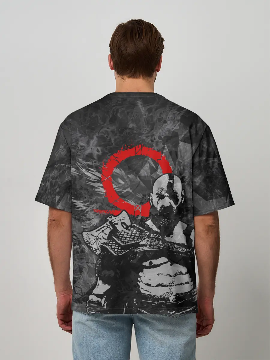 Мужская футболка оверсайз / GOD OF WAR : KRATOS