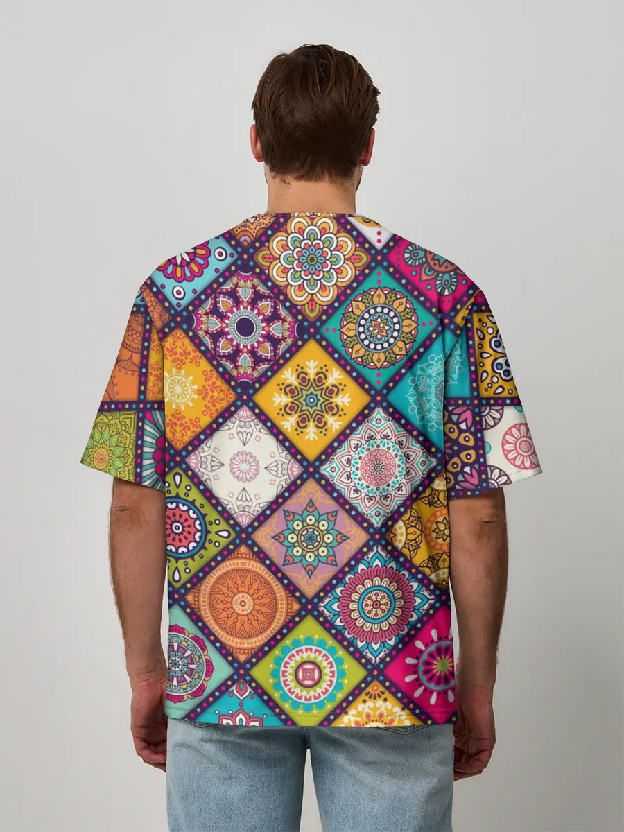 Мужская футболка оверсайз / Узоры мандалы