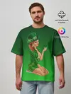 Мужская футболка оверсайз / девушка лепрекон в зеленом