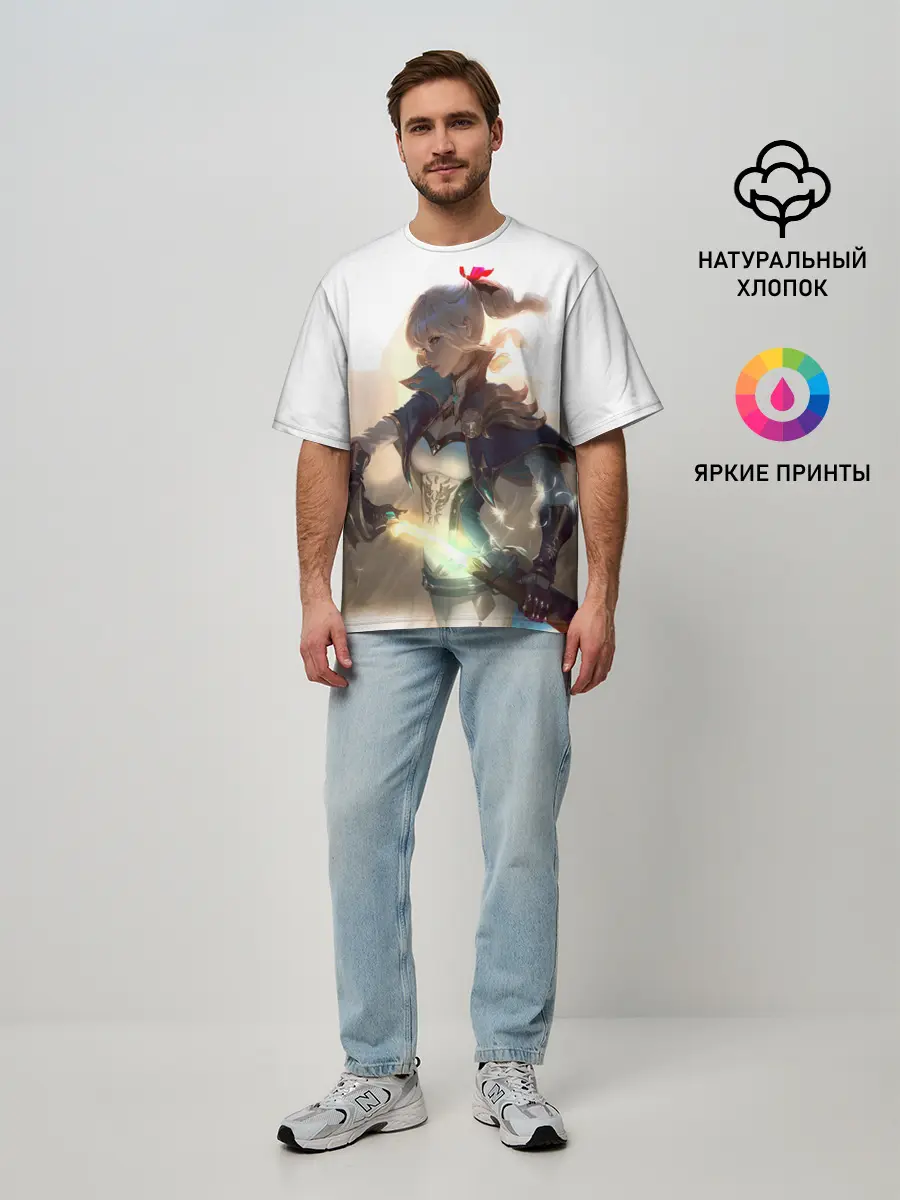 Мужская футболка оверсайз / GENSHIN IMPACT ДЕВУШКА