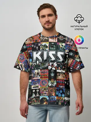 Мужская футболка оверсайз / Kiss