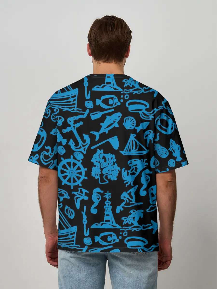 Мужская футболка оверсайз / Морская тема