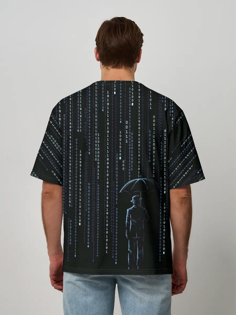Мужская футболка оверсайз / Двоичный дождь, матрица