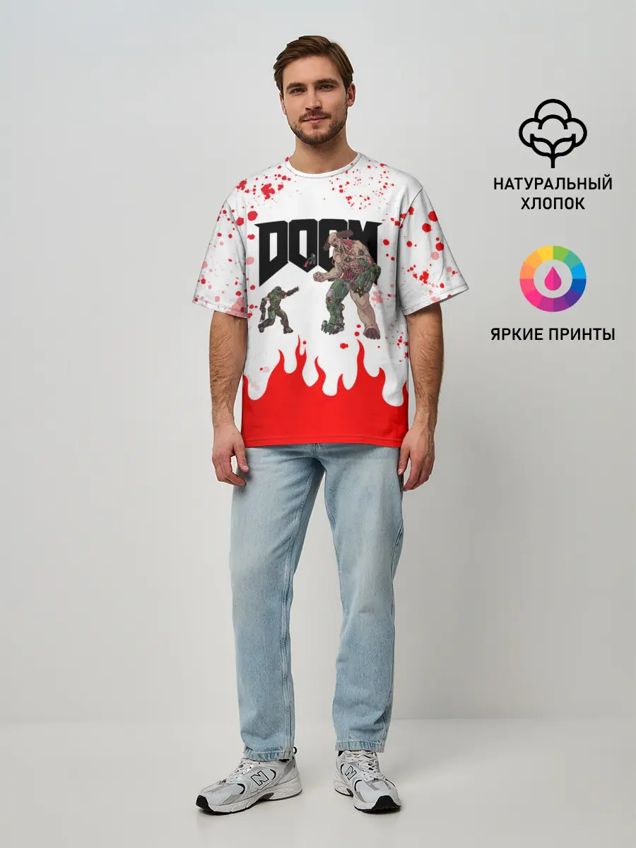 Мужская футболка оверсайз / Doomguy vs Cyberdemon
