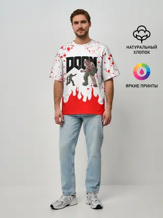 Мужская футболка оверсайз / Doomguy vs Cyberdemon
