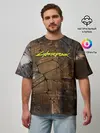 Мужская футболка оверсайз / Киберпанк - Город в паутинке