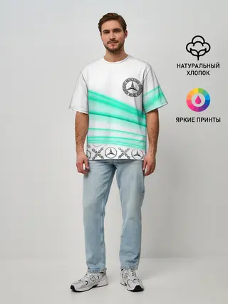 Мужская футболка оверсайз / МЕРСЕДЕС АКВА / AQUA