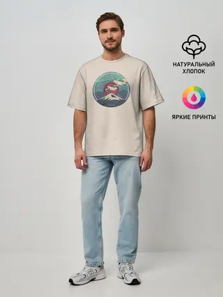 Мужская футболка оверсайз / Вулкан Фудзияма. Япония