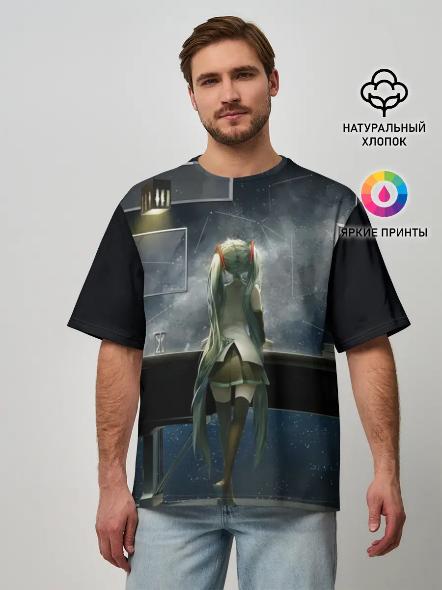 Мужская футболка оверсайз / Singer Miko Hatsune