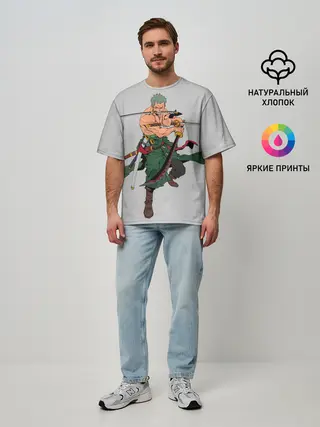 Мужская футболка оверсайз / Арт Ророноа Зоро, One Piece
