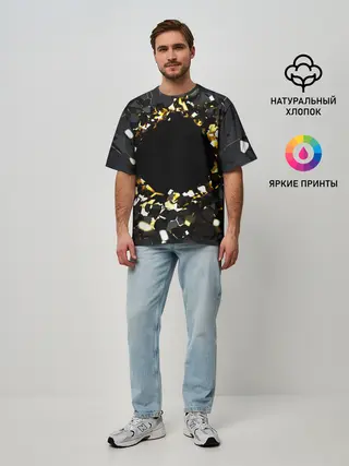 Мужская футболка оверсайз / Брызги стекла