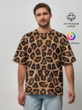 Мужская футболка оверсайз / Шкура Леопарда