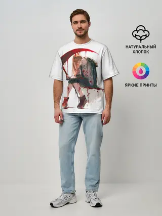 Мужская футболка оверсайз / Человек Бензопила Аниме