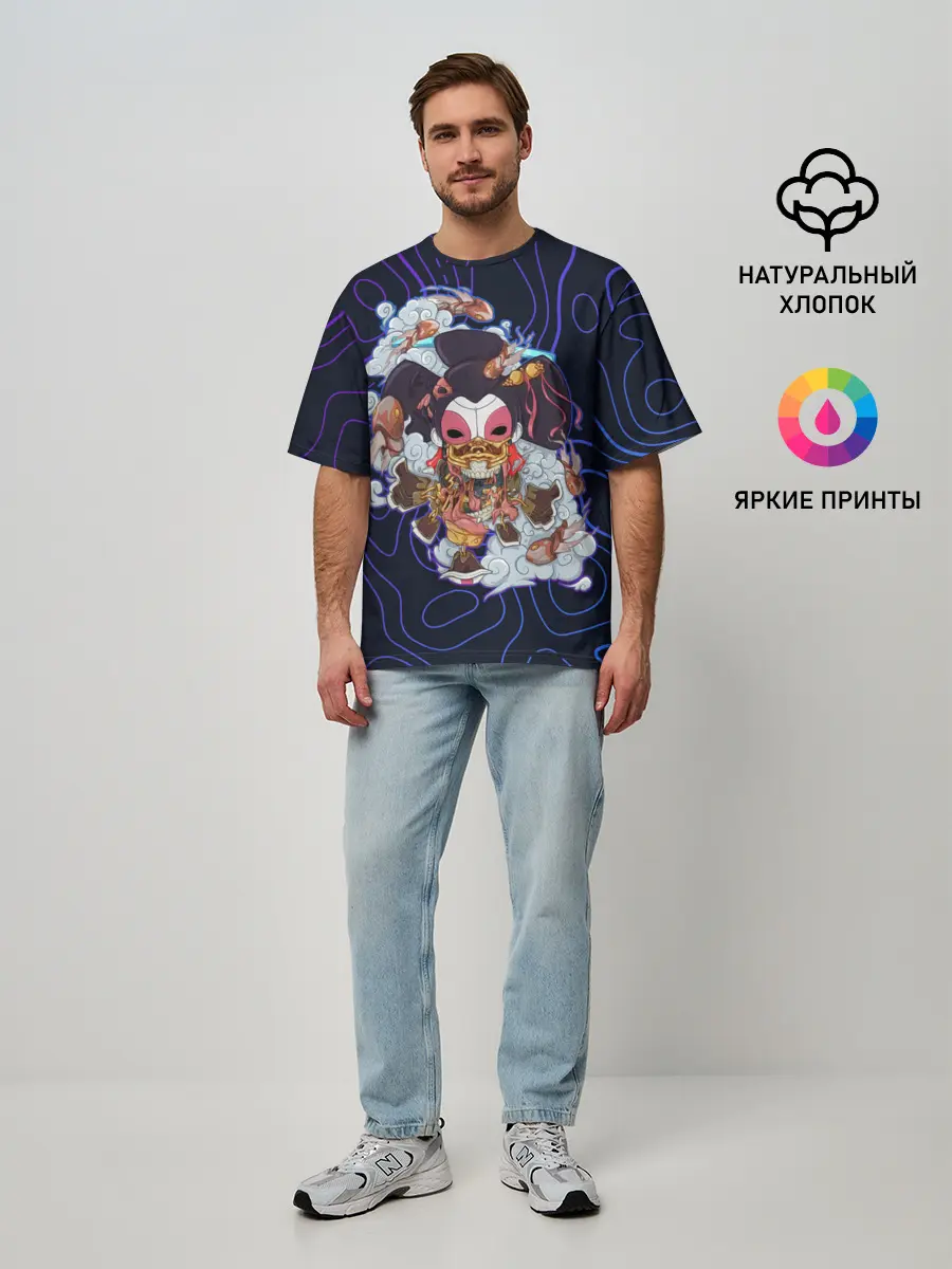 Мужская футболка оверсайз / Призрак в доспехах | Cyberpunk