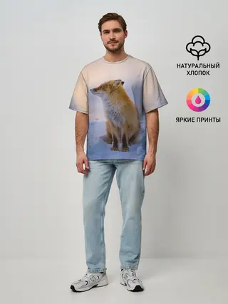Мужская футболка оверсайз / Лисичка