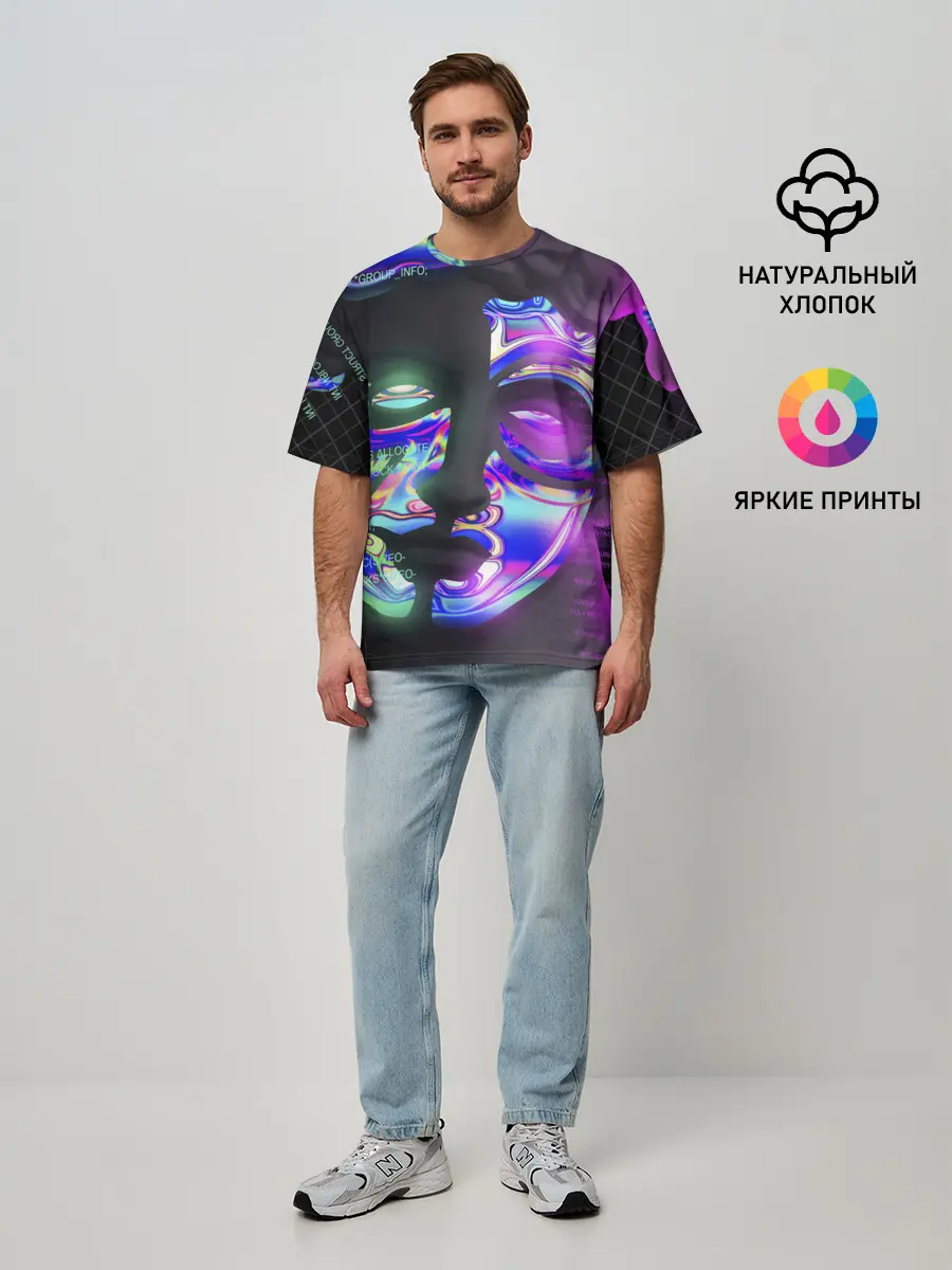 Мужская футболка оверсайз / Chrome Effect