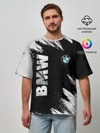 Мужская футболка оверсайз / BMW GRUNGE | БМВ ГРАНЖ