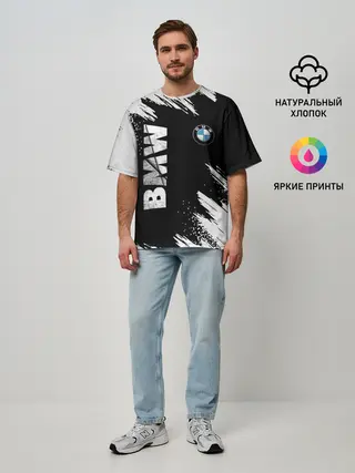Мужская футболка оверсайз / BMW GRUNGE | БМВ ГРАНЖ