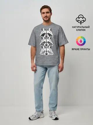 Мужская футболка оверсайз / Еноты