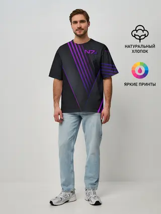 Мужская футболка оверсайз / Mass Effect N7