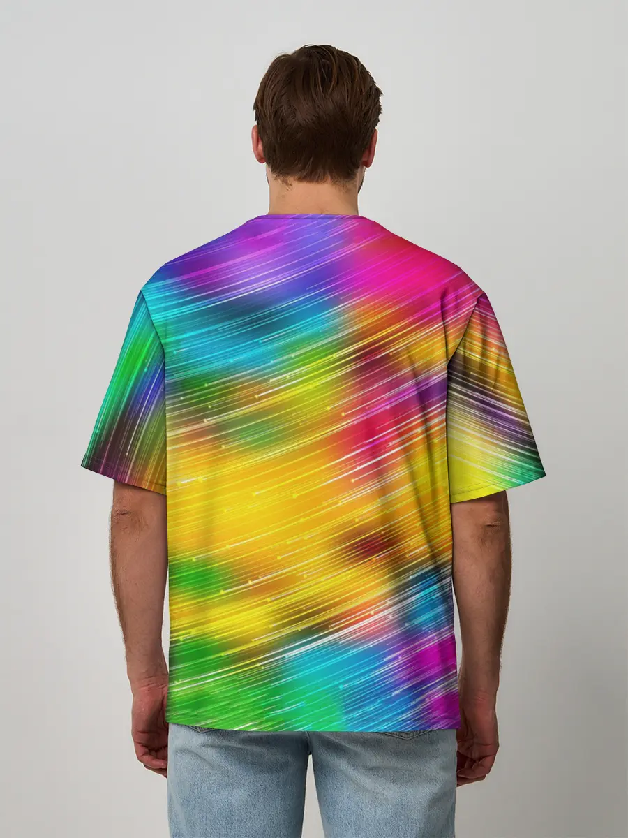 Мужская футболка оверсайз / Радужный звездопад