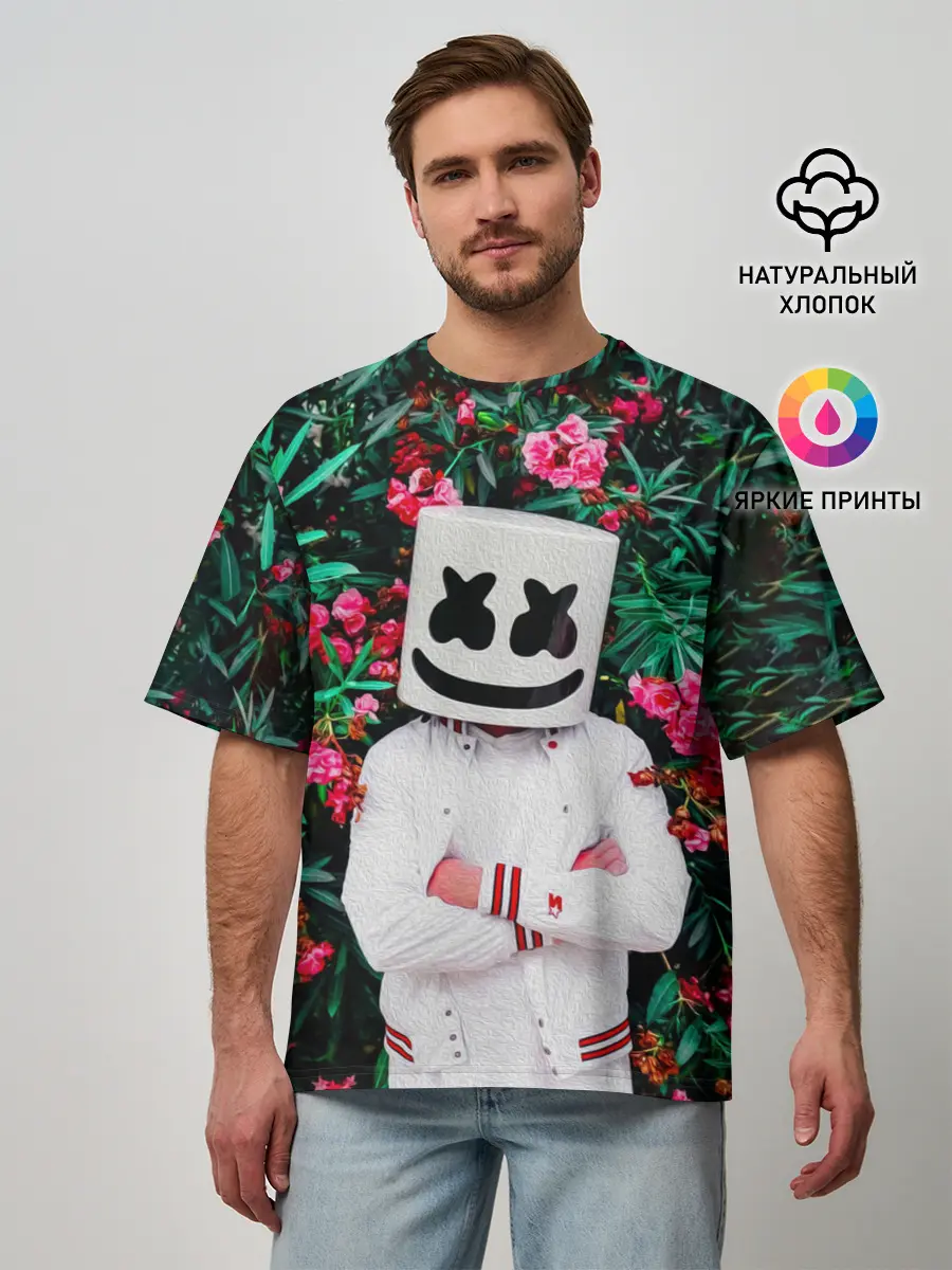 Мужская футболка оверсайз / MARSHMELLO ROSES