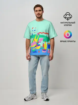 Мужская футболка оверсайз / готовка