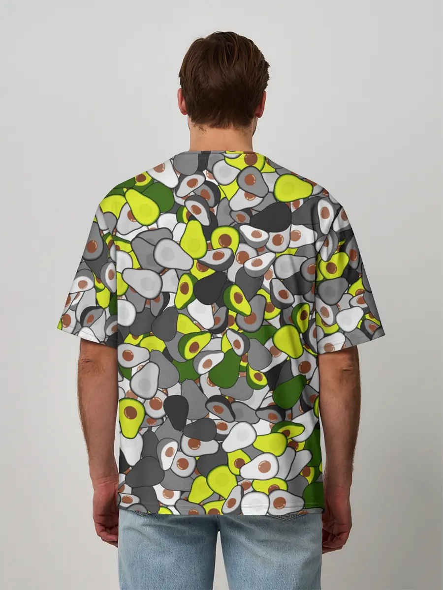 Мужская футболка оверсайз / Камуфляж с авокадо