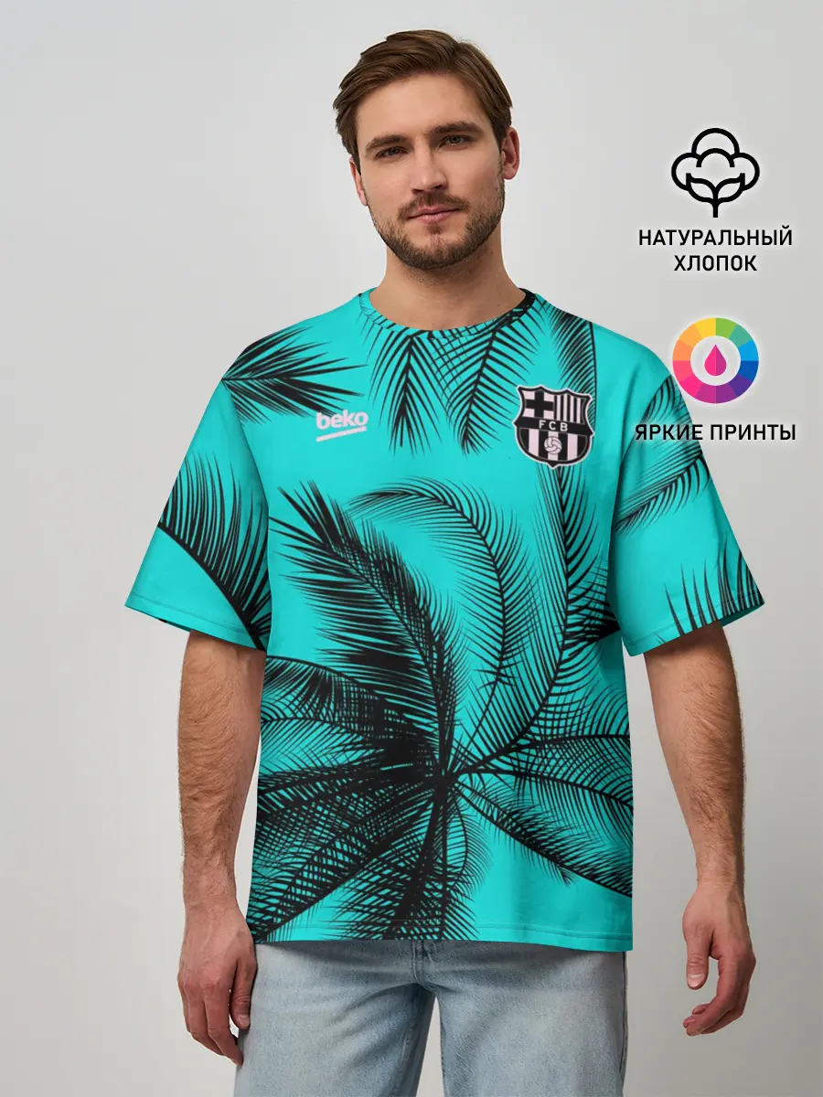 Мужская футболка оверсайз / FC Barcelona | Pre-Match