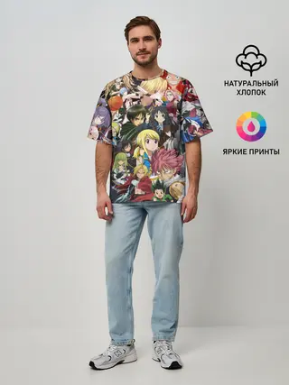 Мужская футболка оверсайз / Аниме коллаж