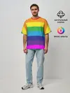 Мужская футболка оверсайз / ЦВЕТНЫЕ ЛИНИИ