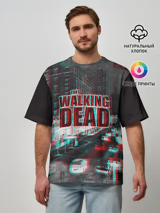 Мужская футболка оверсайз / the walking dead glitch