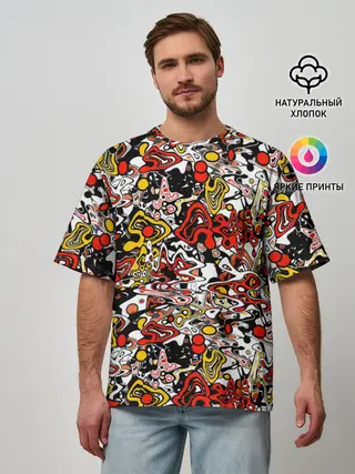 Мужская футболка оверсайз / Абстрактный разноцветный узор