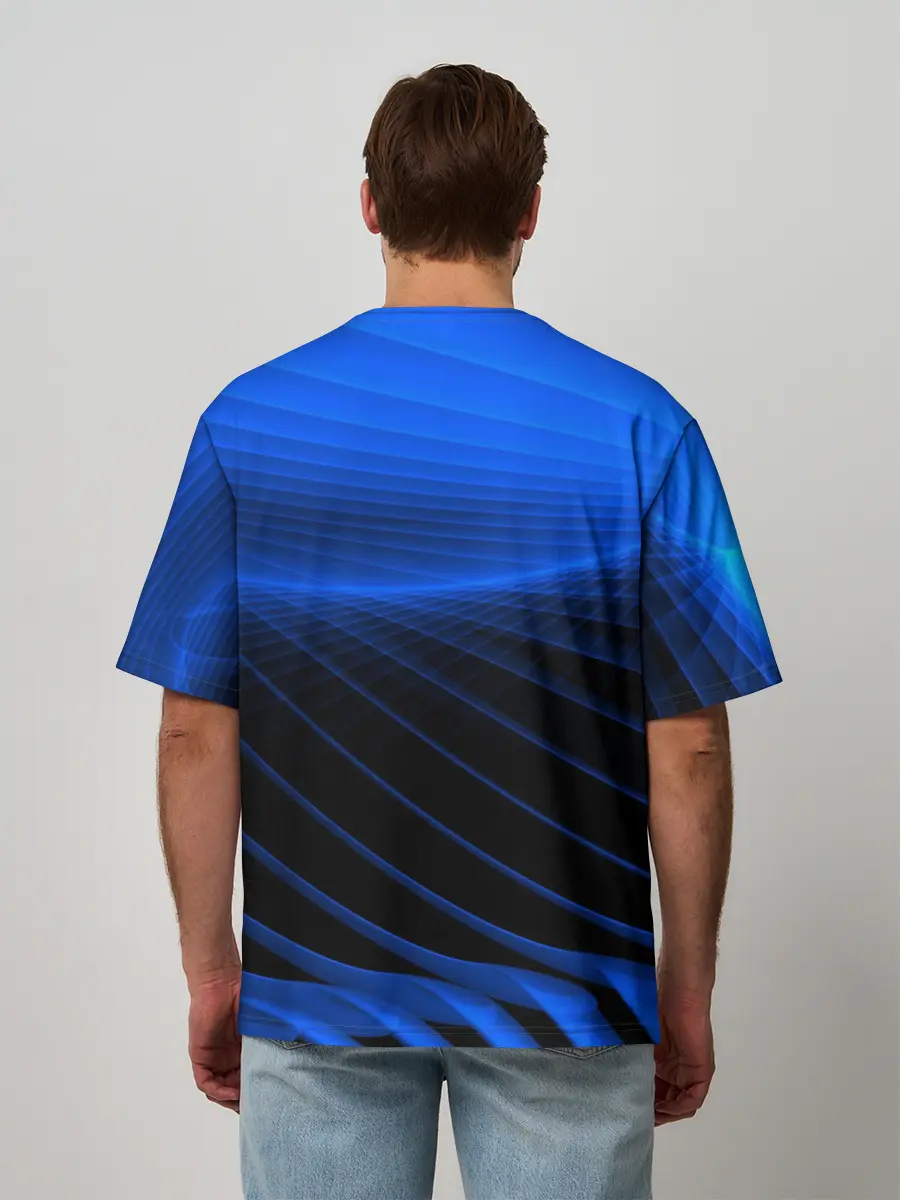 Мужская футболка оверсайз / Неоновые лучи