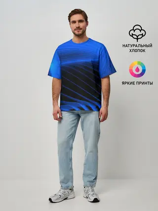 Мужская футболка оверсайз / Неоновые лучи