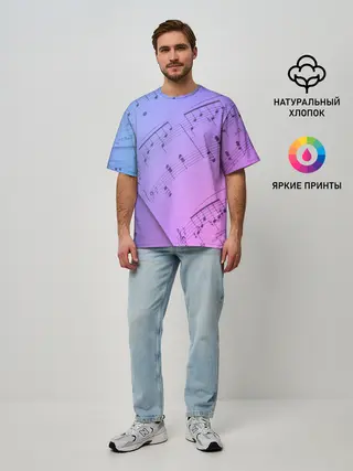 Мужская футболка оверсайз / Ноты