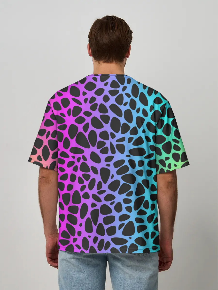 Мужская футболка оверсайз / Неоновый градиент