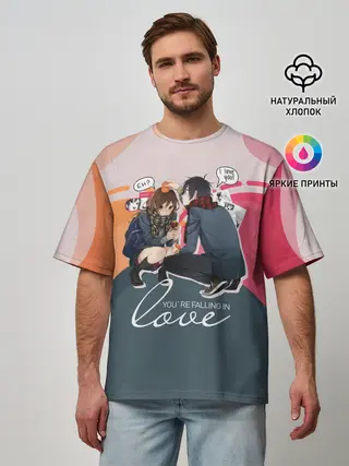 Мужская футболка оверсайз / Хори-сан и Миямура-кун