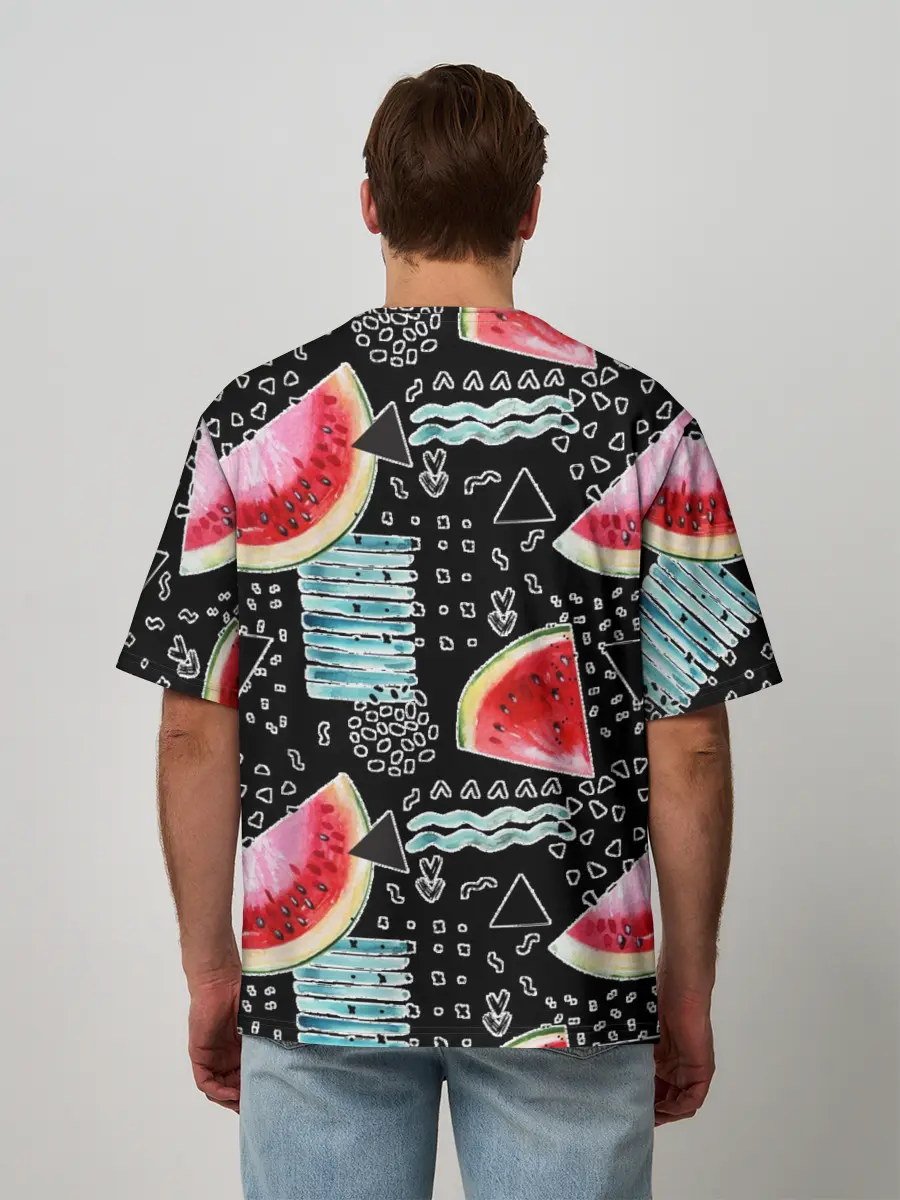 Мужская футболка оверсайз / сладкий арбуз