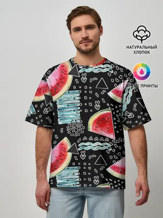 Мужская футболка оверсайз / сладкий арбуз