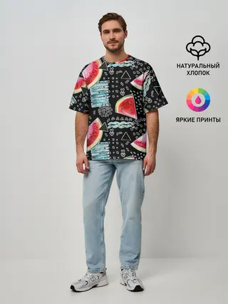 Мужская футболка оверсайз / сладкий арбуз