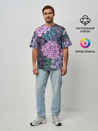 Мужская футболка оверсайз / Цветы