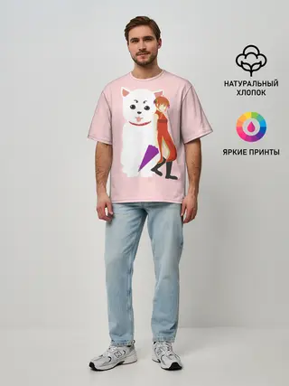 Мужская футболка оверсайз / Кот Гинтама