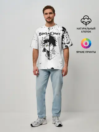 Мужская футболка оверсайз / Аста | Юно Чёрный клевер