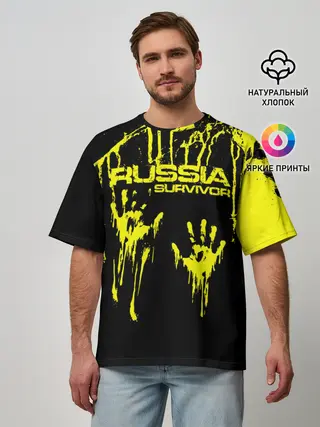 Мужская футболка оверсайз / Russia survivor