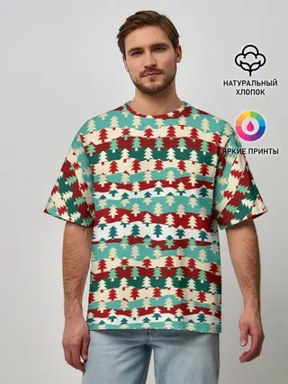 Мужская футболка оверсайз / Ёлочки
